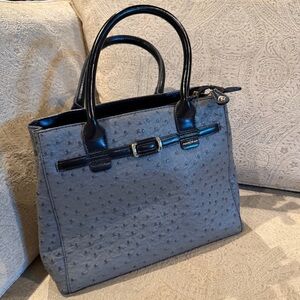 Chic Black and Gray Ostrich Textured Women's Satchel